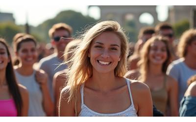 Un gruppo di persone sorridenti che partecipa a un evento outdoor a Roma